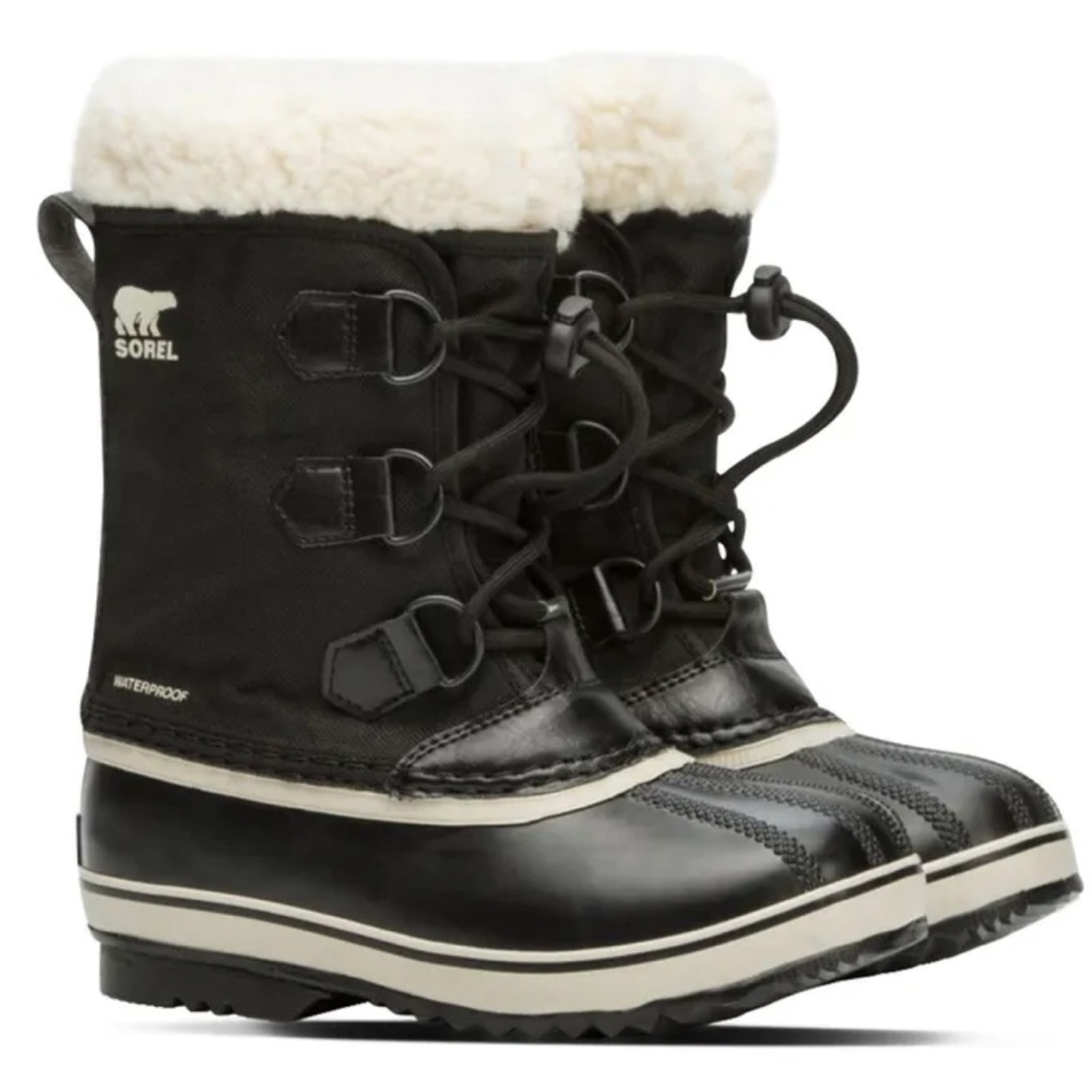 Sorel Black and Cream Yoot Pac Lace-Up Waterproof Boots